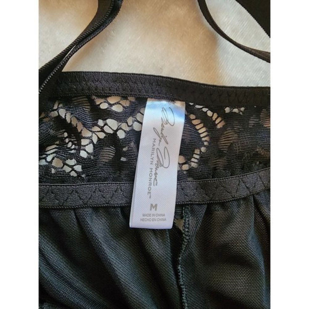 Marilyn Monroe Intimates Womens Chemise Lingerie Slip Size Medium‎ Black Lace - Picture 3 of 4